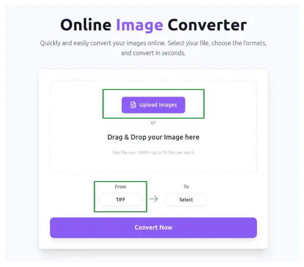 Upload TIFF file to converter