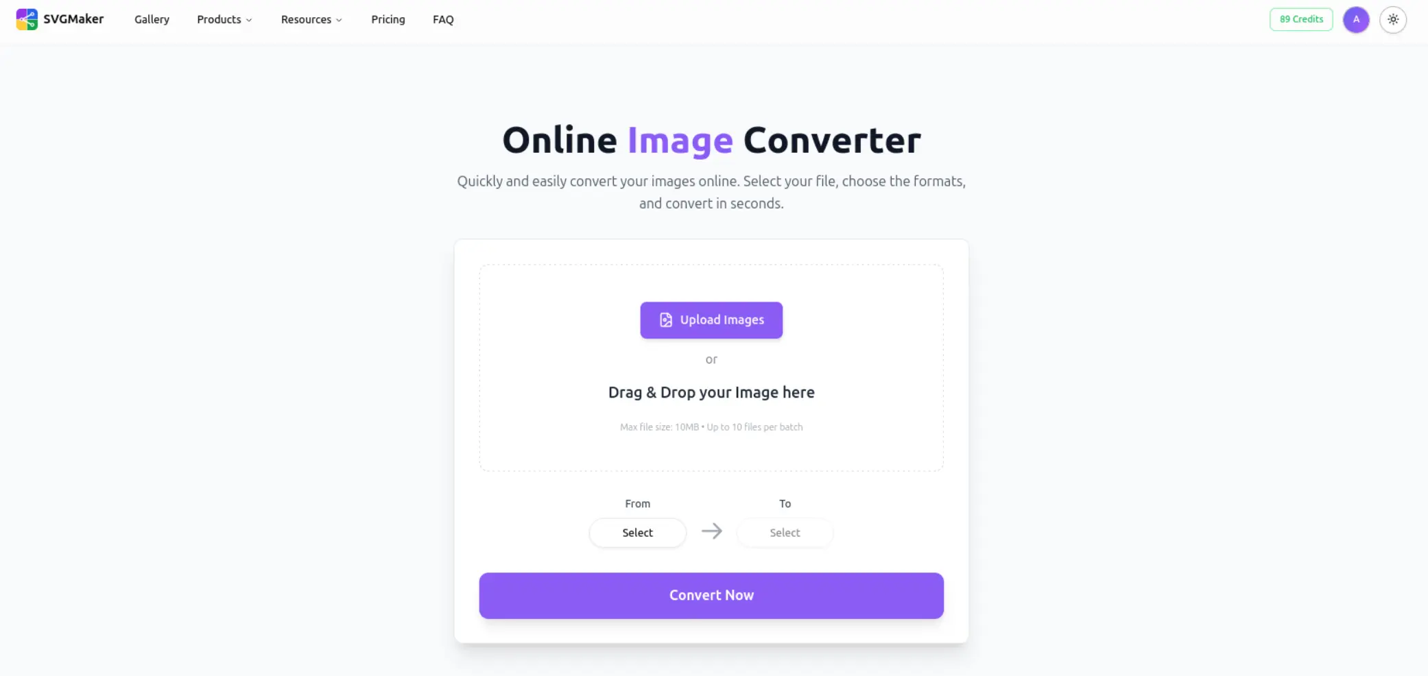 Converter page interface